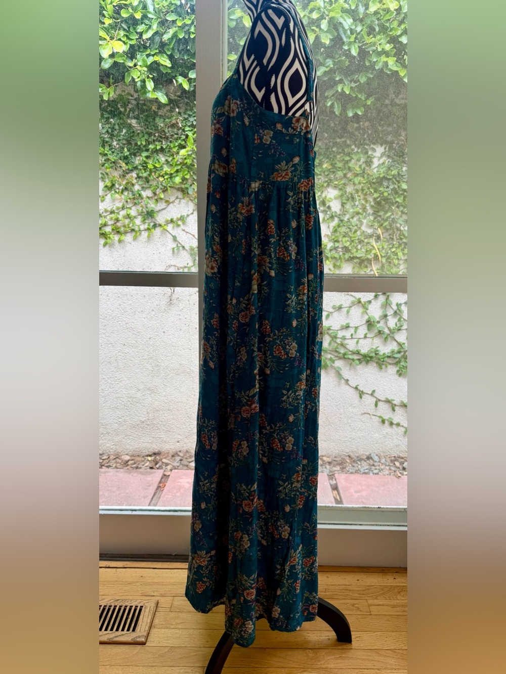 Natural Life Teal Floral Bobo Maxi with Side Slit - Picture 5 of 11